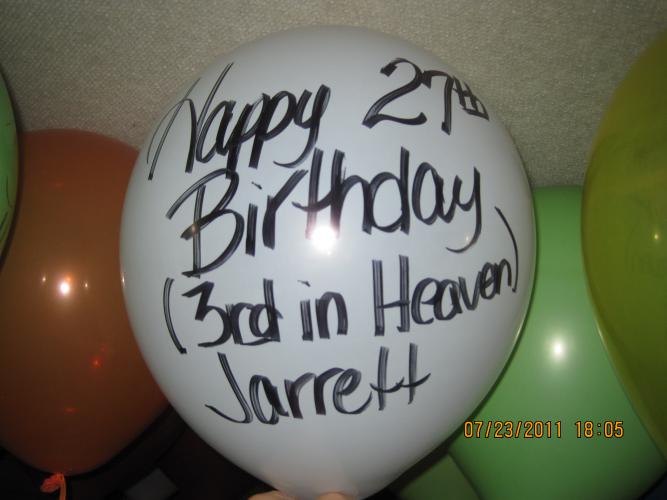 Jarrett's 27th Birthday Balloon Release 7/24/2011